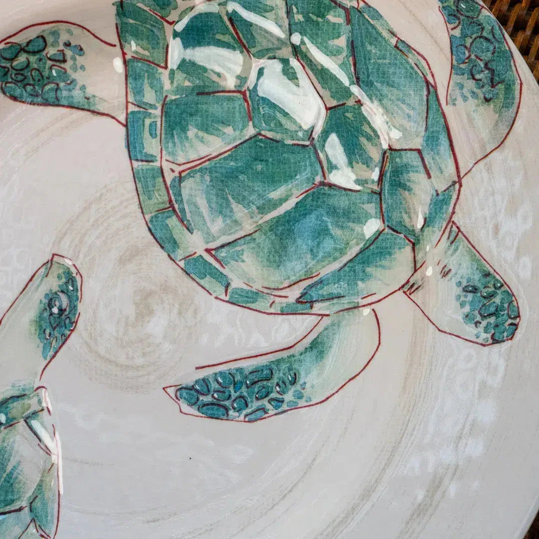 Prato de Sobremesa Melamina Detalhe Tartarugas Verde 22cm
