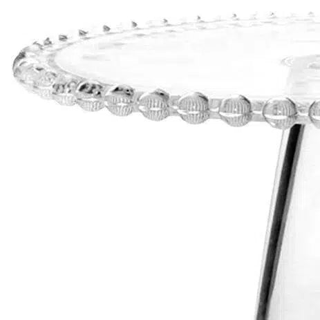 Prato para Bolo com Pé Cristal Pérola 31x11cm Wolff
