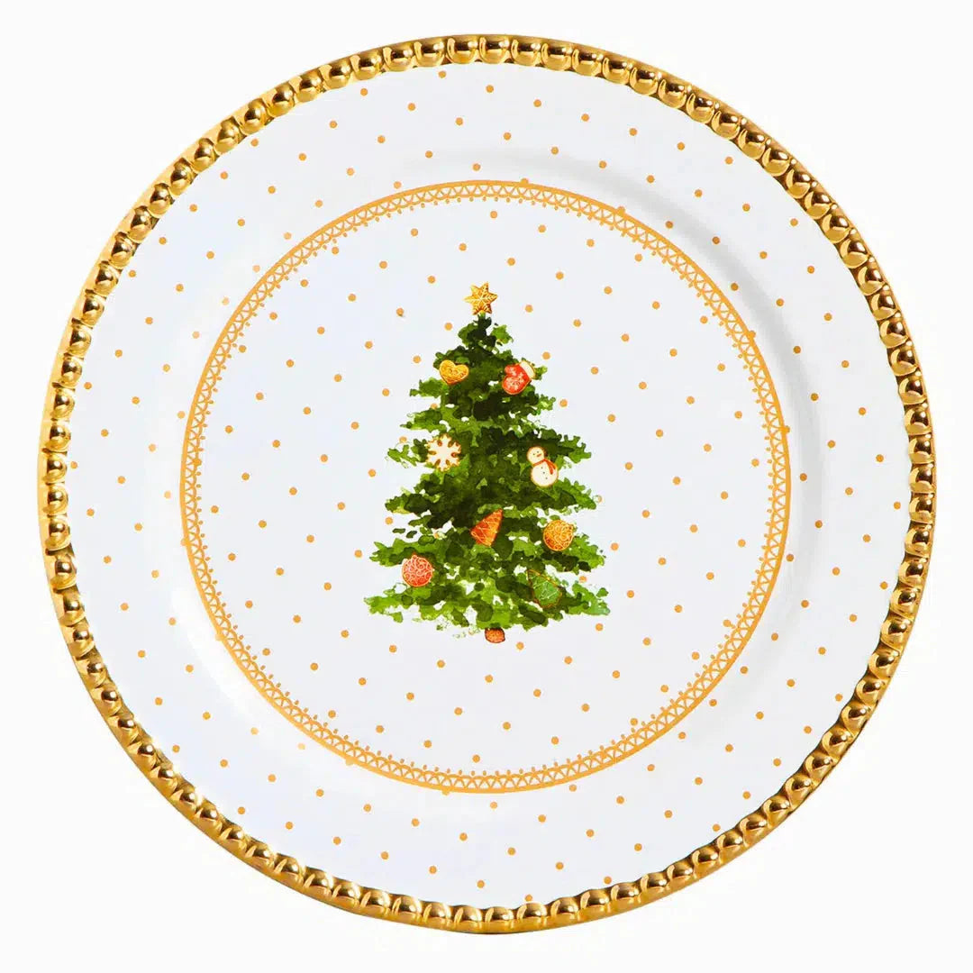 Sousplat Toys Christmas com Ouro Cerâmica 34cm Scalla