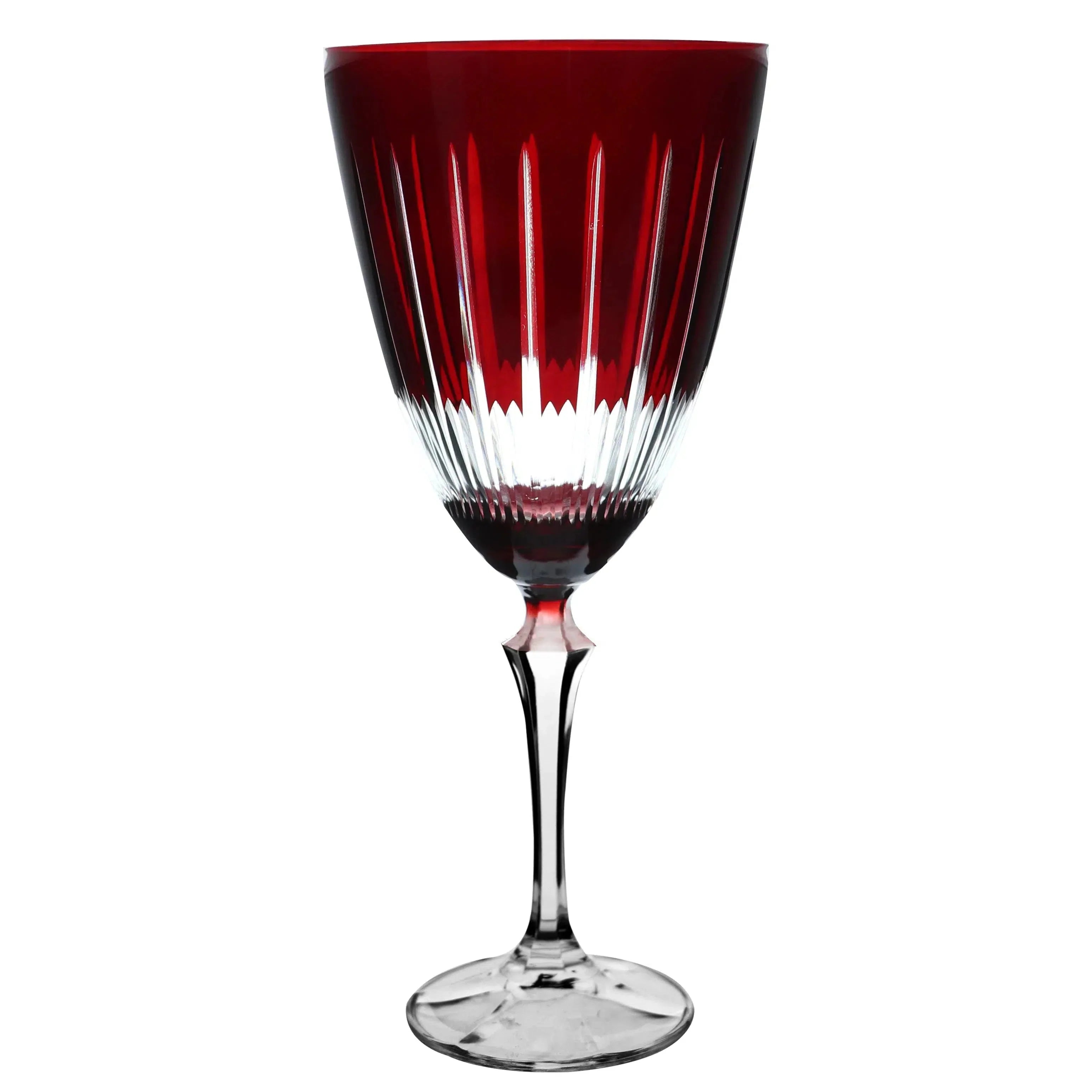 Taça para Água ou Vinho em Cristal Lapidado Bohemia Elizabeth Vermelho 350ml