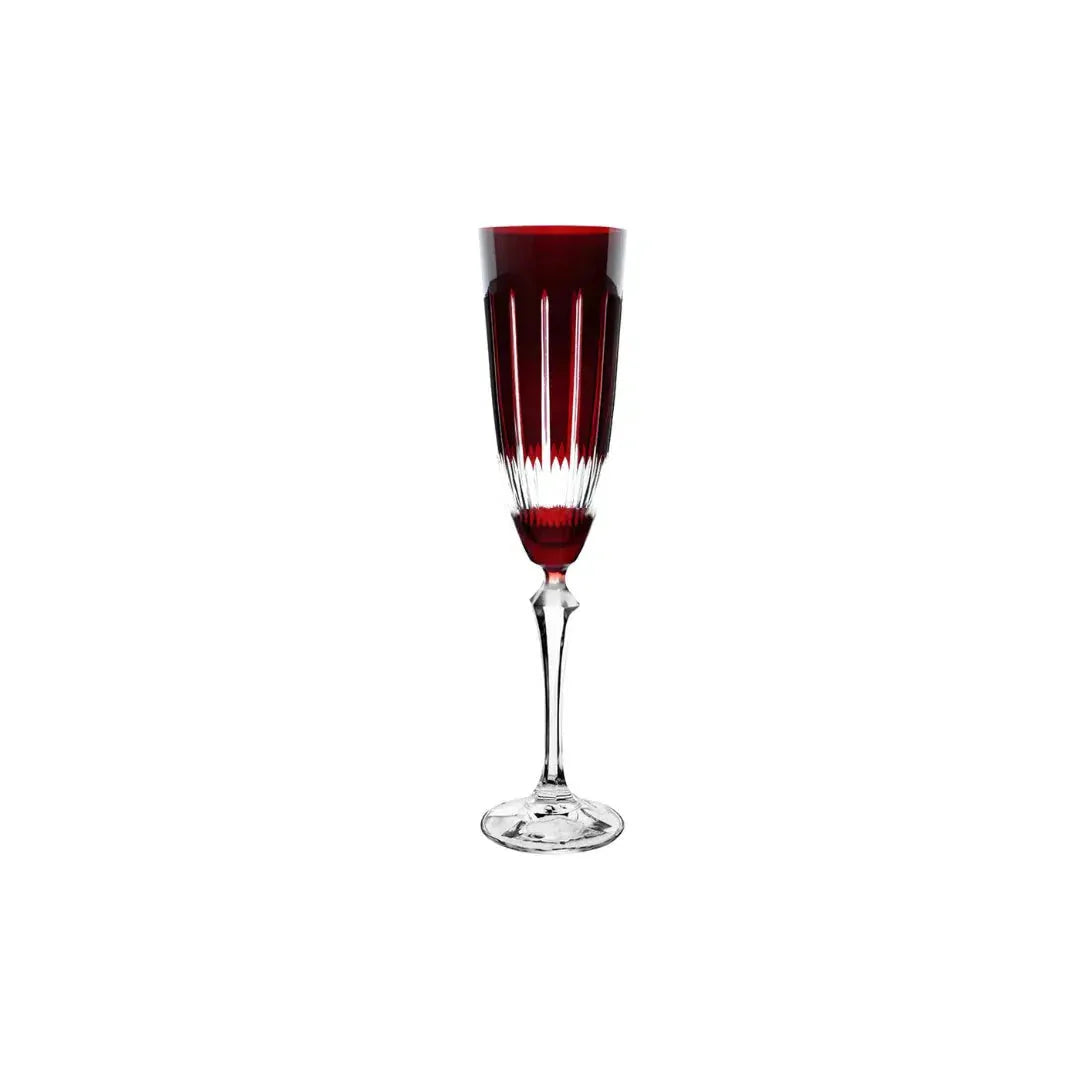 Taça para Espumante em Cristal Lapidado Bohemia Elizabeth Vermelho 200ml