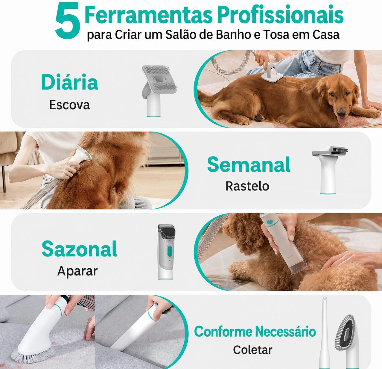 Kit Aspirador e Máquina de Tosa Pet Profissional - Bivolt