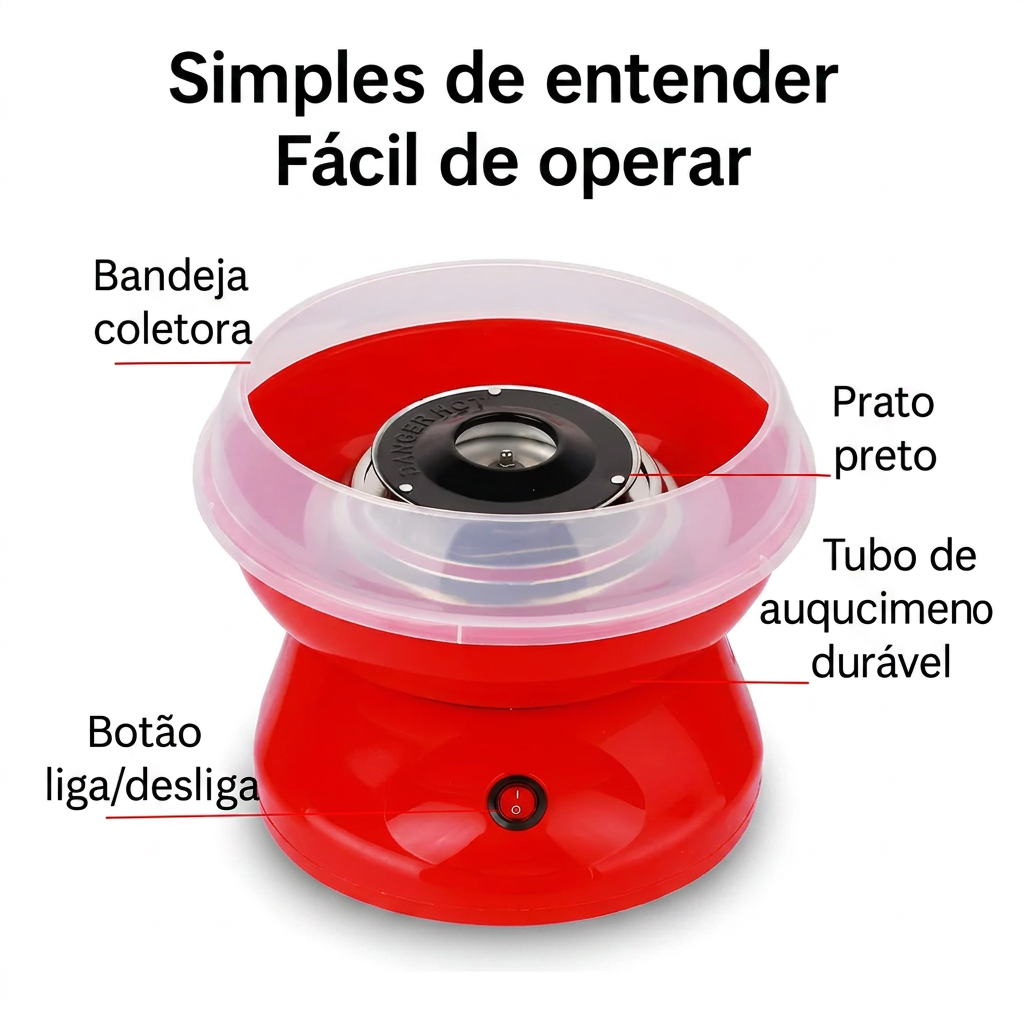 Maquina de Algodão Doce Portátil - Bivolt