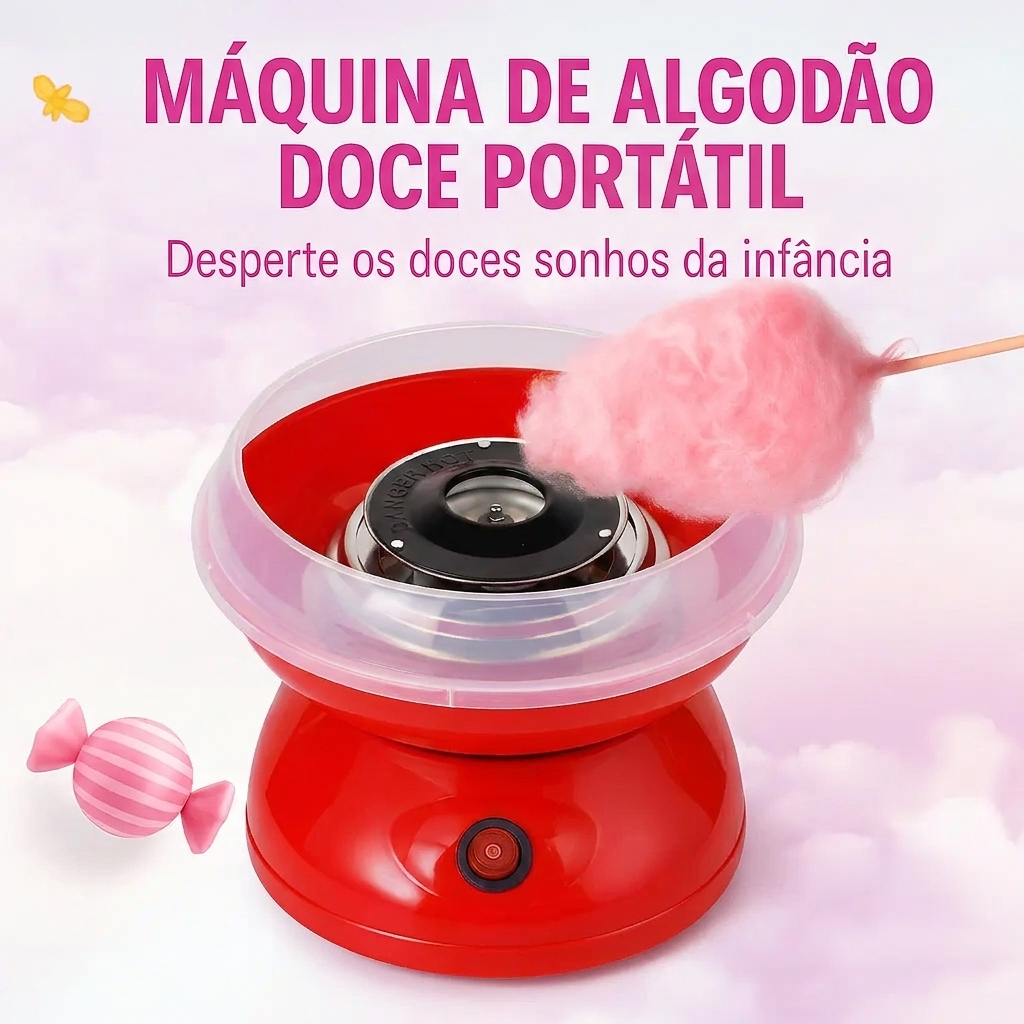 Maquina de Algodão Doce Portátil - Bivolt