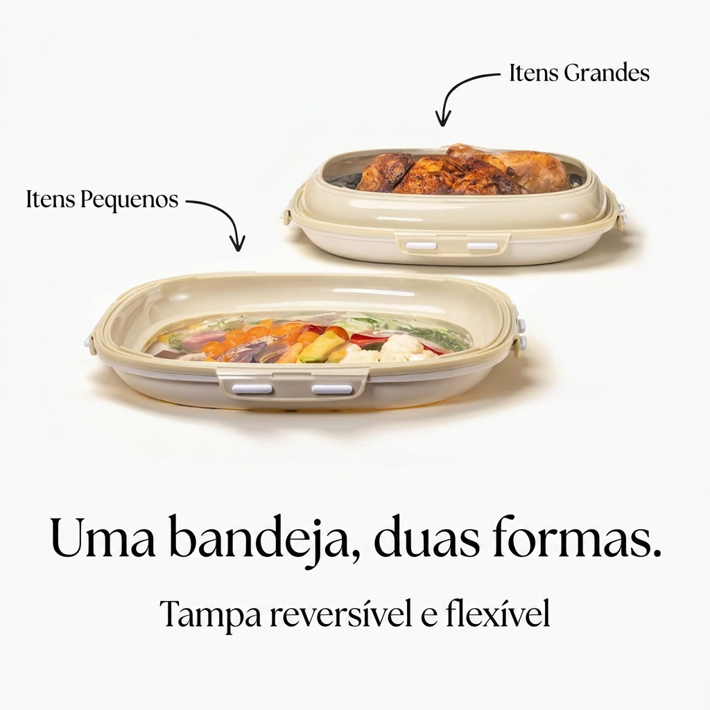 Bandeja Portátil Com Tampa de Pelicula Elástica