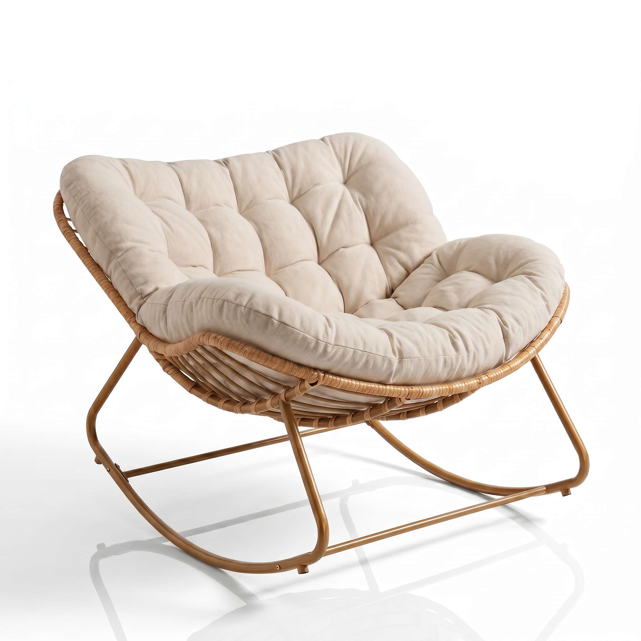 Poltrona De Balanço Concha - Rattan e Estofado Acolchoado