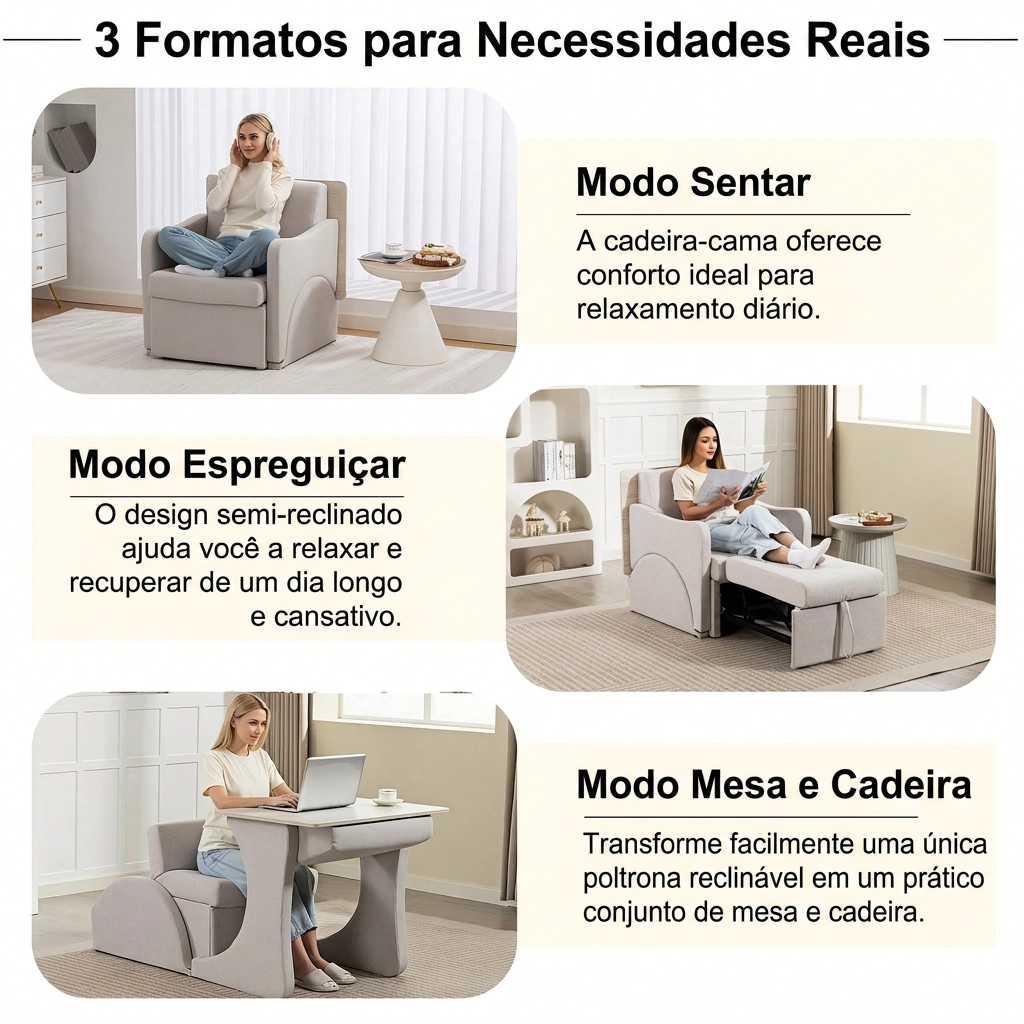 Poltrona Conversível 3 em 1 SmartLounge