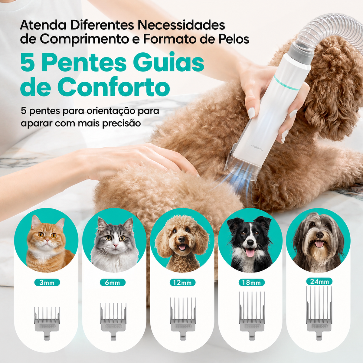 Kit Aspirador e Máquina de Tosa Pet Profissional - Bivolt