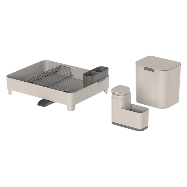 Kit Lavare Pro 3 em 1 - Escorredor, Dispenser e Lixeira