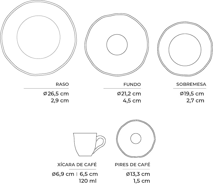 Aparelho de Jantar Stoneware Porcelana