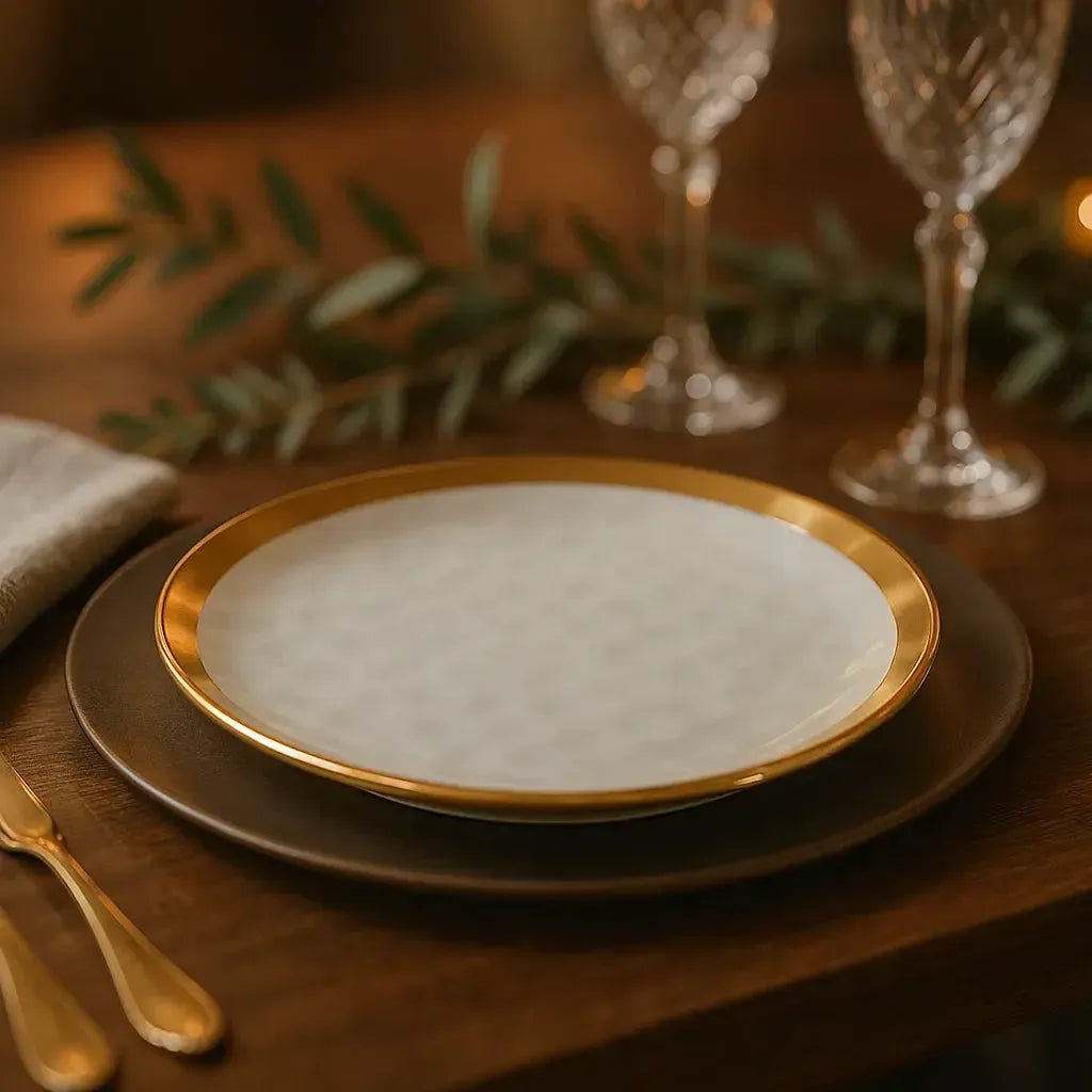 Aparelho de Jantar Porcelana Dubai Branco/Dourado 30 Peças Wolff