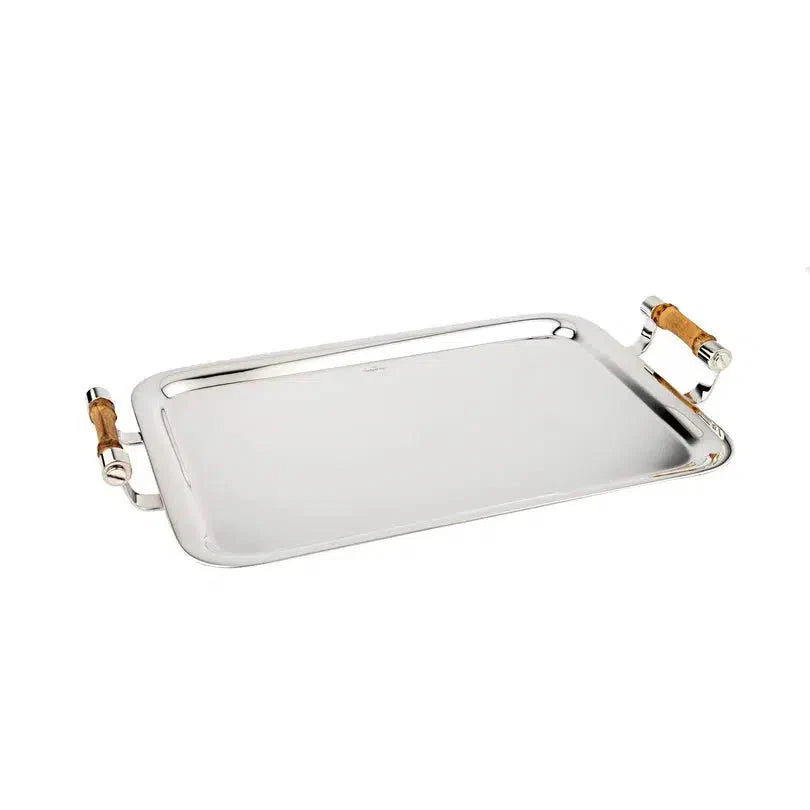 Bandeja de Prata com Bambu Mini Shefield Plate 30x21cm