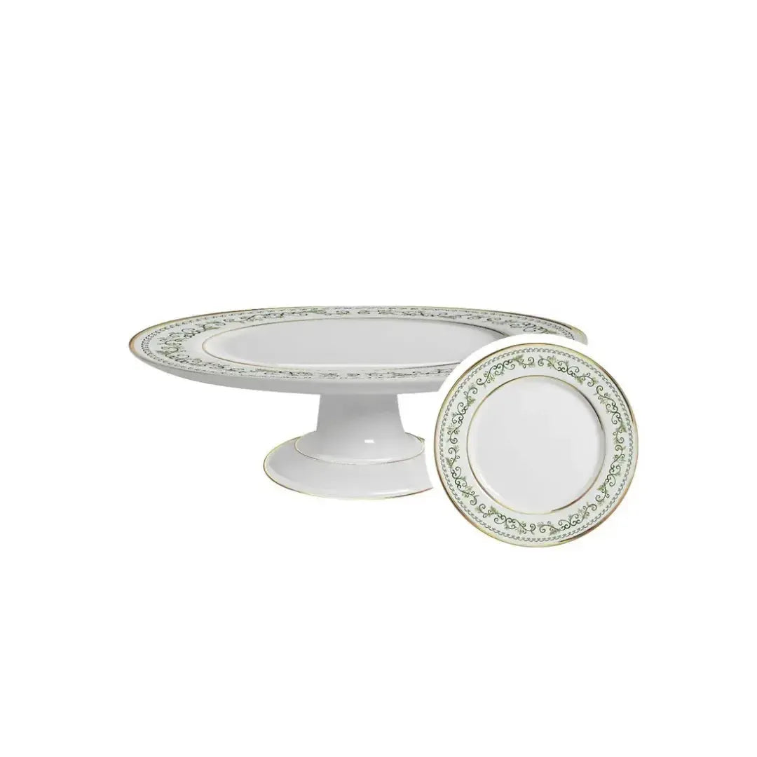 Boleira Pequena Classic Christmas Filete Ouro 21cm Cerâmica Alleanza
