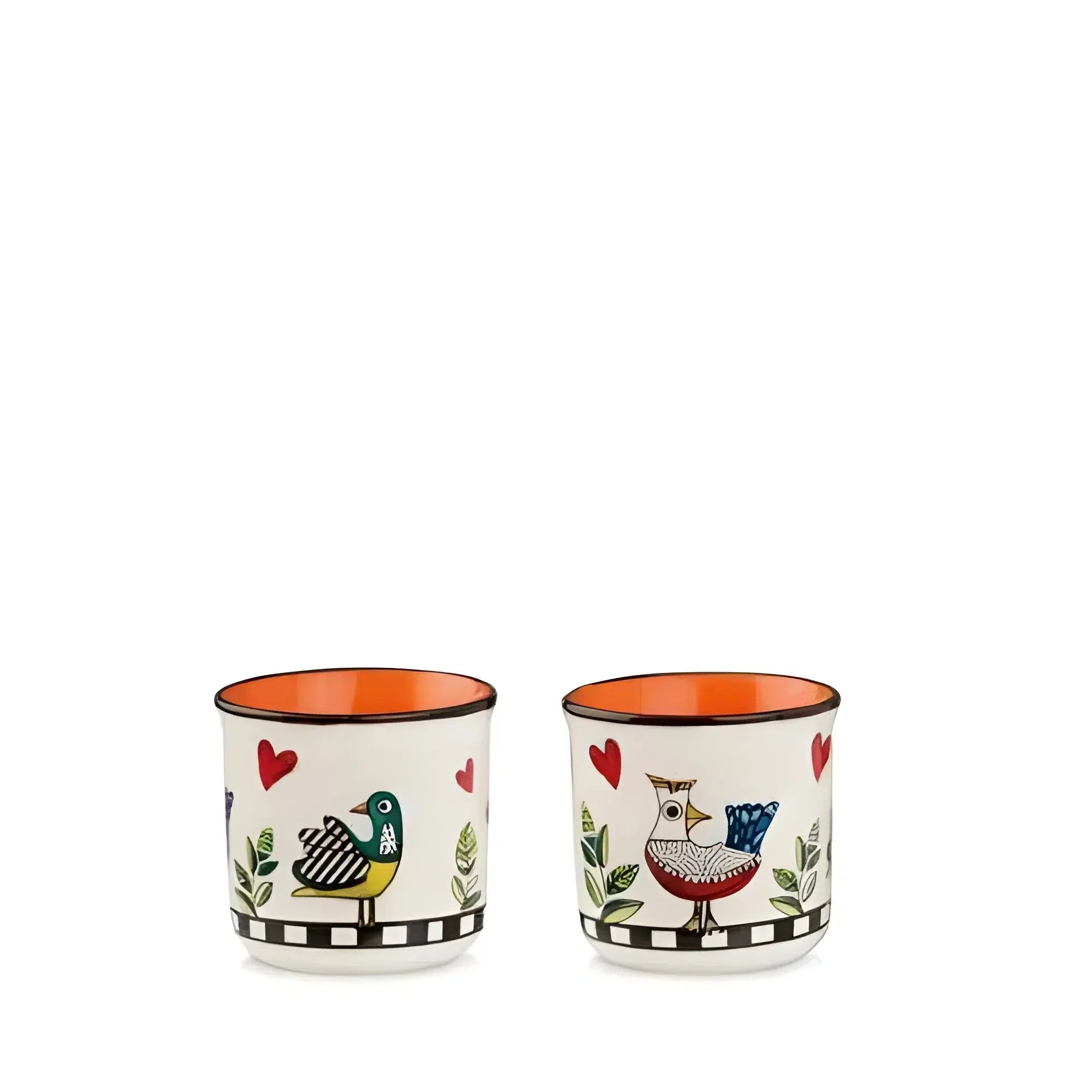 Conjunto 2 Copos Espresso Porcelana New Bone China 90ml Laranja Cocoricó Egan