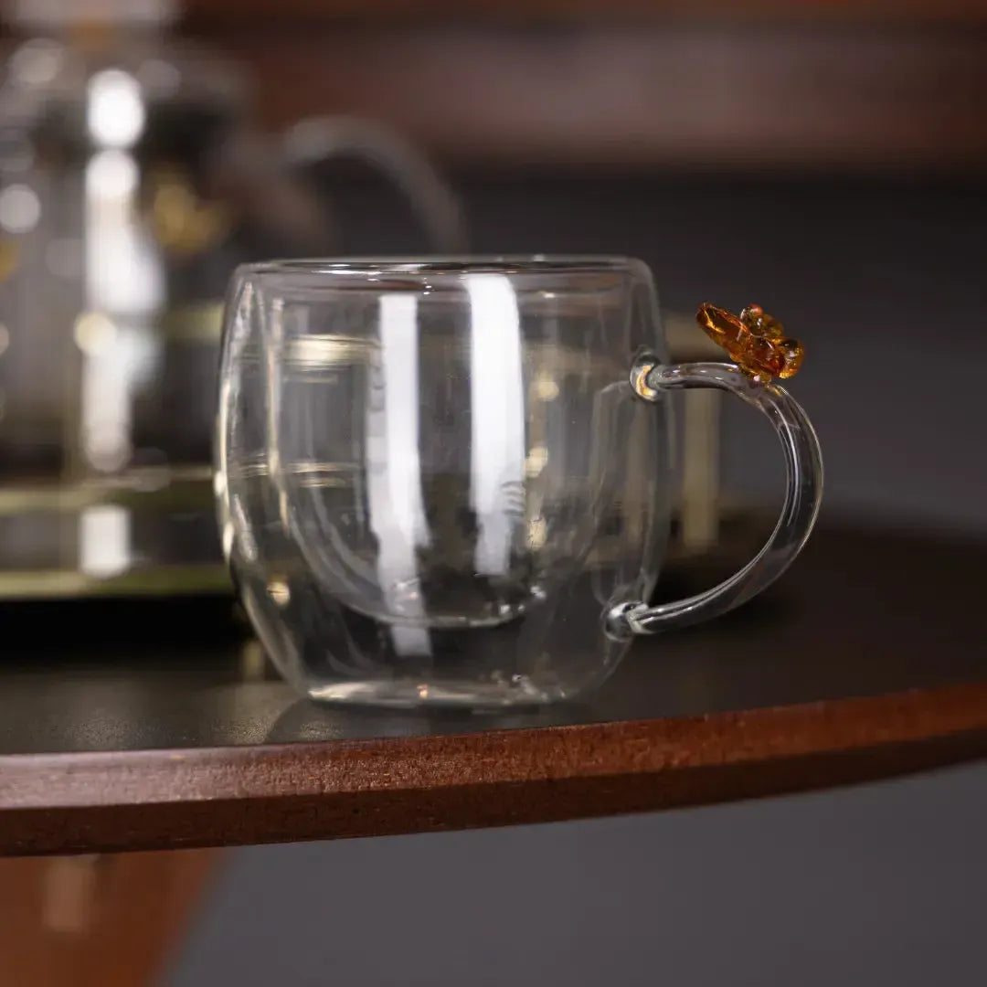 Conjunto 2 Xícaras de Café Vidro Borossilicato Parede Dupla com Alça 80ml Sun Garden Wolff
