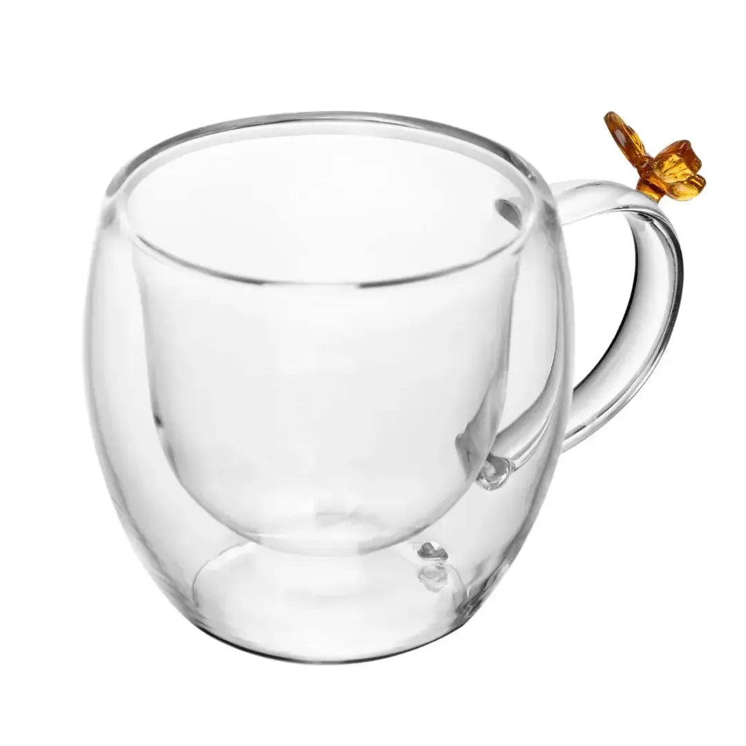 Conjunto 2 Xícaras de Café Vidro Borossilicato Parede Dupla com Alça 80ml Sun Garden Wolff