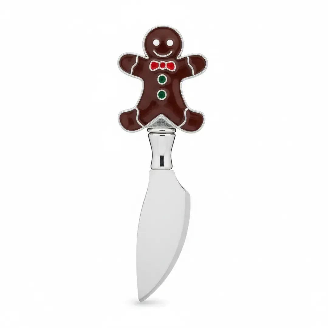 Conjunto 3 Espátulas Queijo Metal / Vidro Biscoito Gengibre Natal Vermelho / Marrom