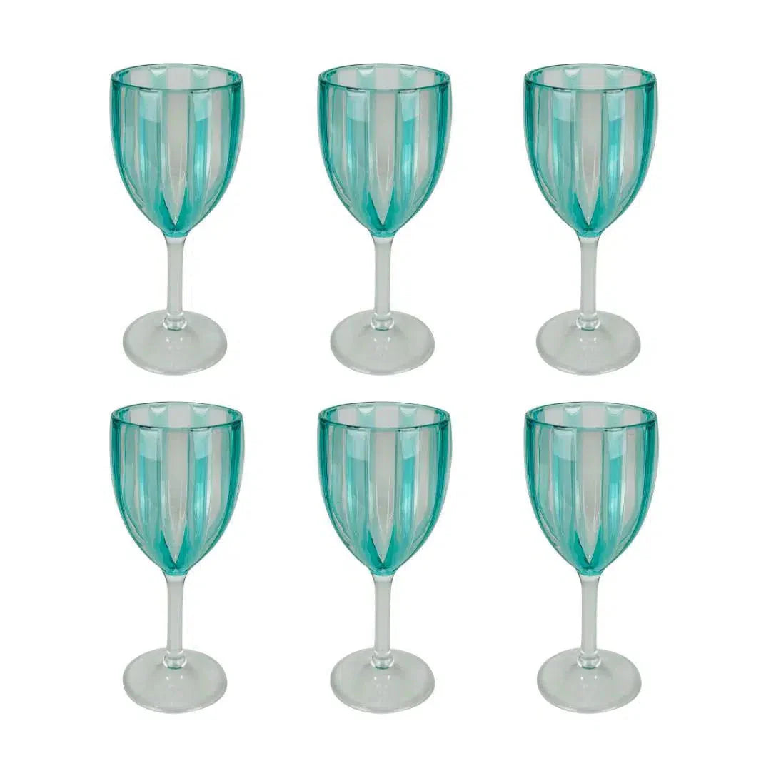 Conjunto 6 Taças Acrílico Verde Tiffany Linha Náutica 300ml