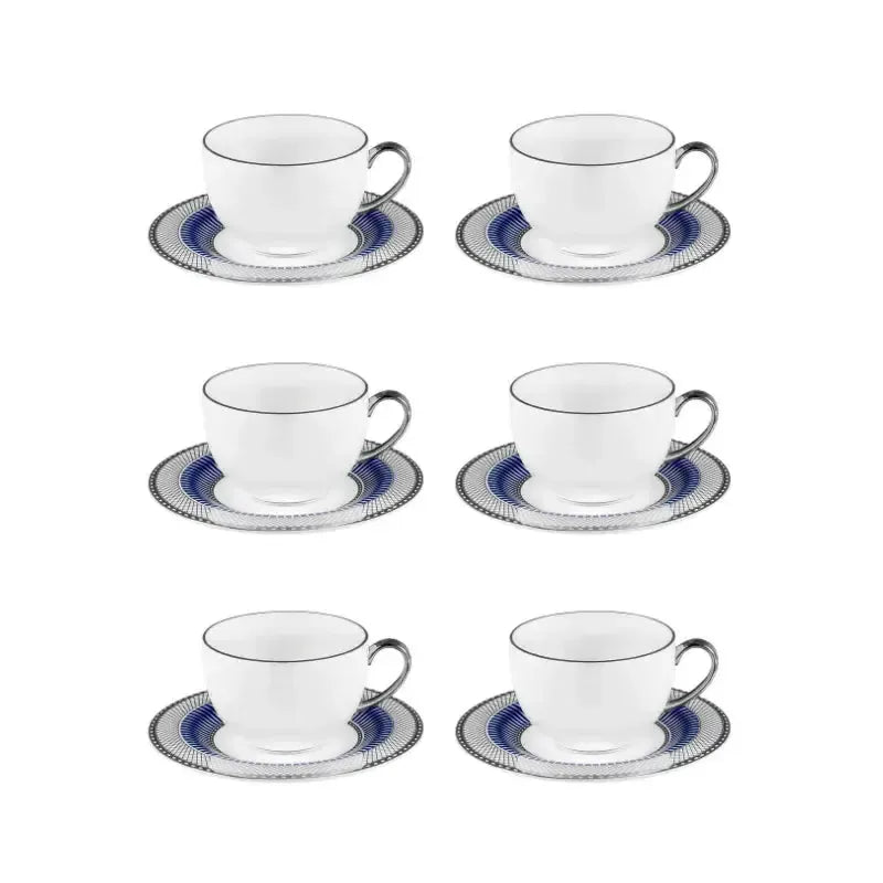 Conjunto com 6 Xícaras de Chá Porcelana Blue Star 270ml Strauss