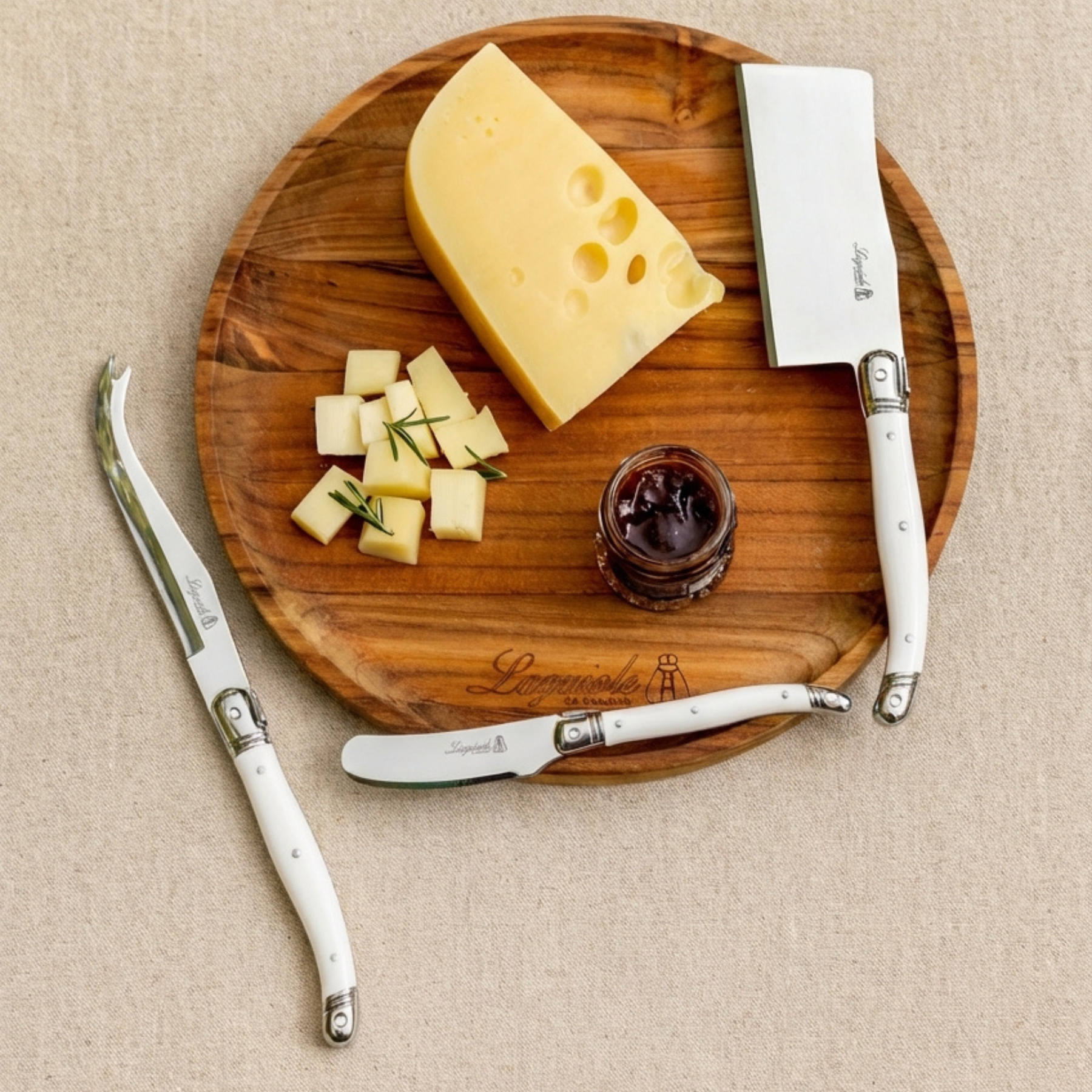 PRÉ-VENDA: Kit com 3 Facas para Queijo Luxo Branco Laguiole La Maison