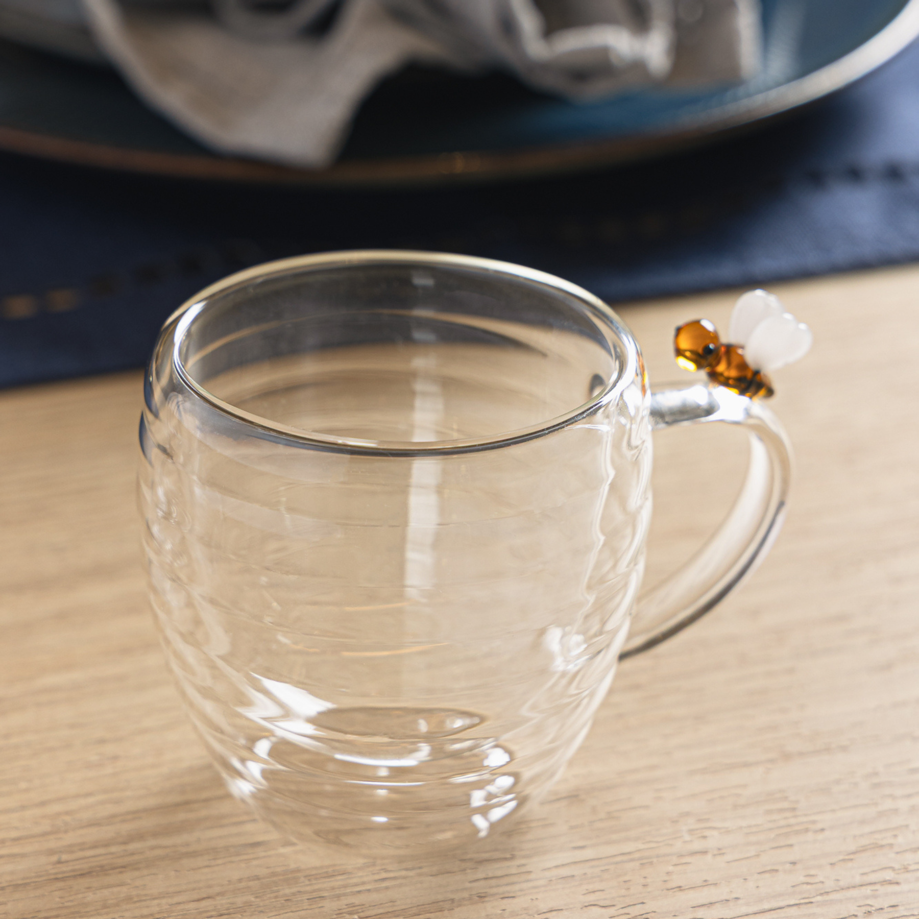 Conjunto 2 Xícaras de Chá Vidro Parede Dupla 180ml Lovely Bee