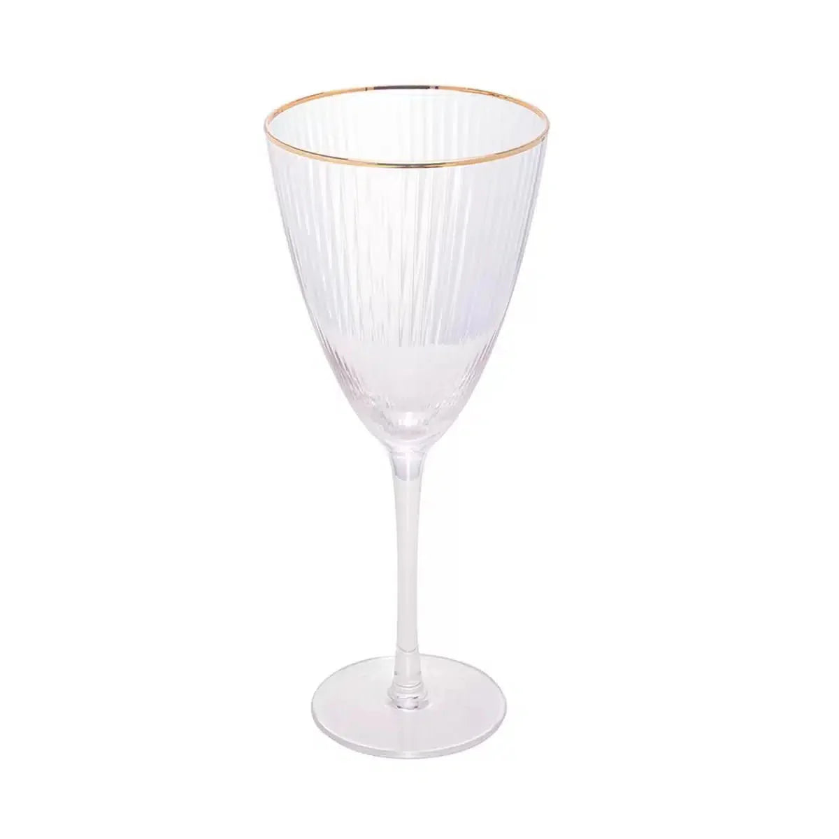 Jogo 2 Taças para Vinho Vidro Cristalino Borda Dourada Lines 400ml