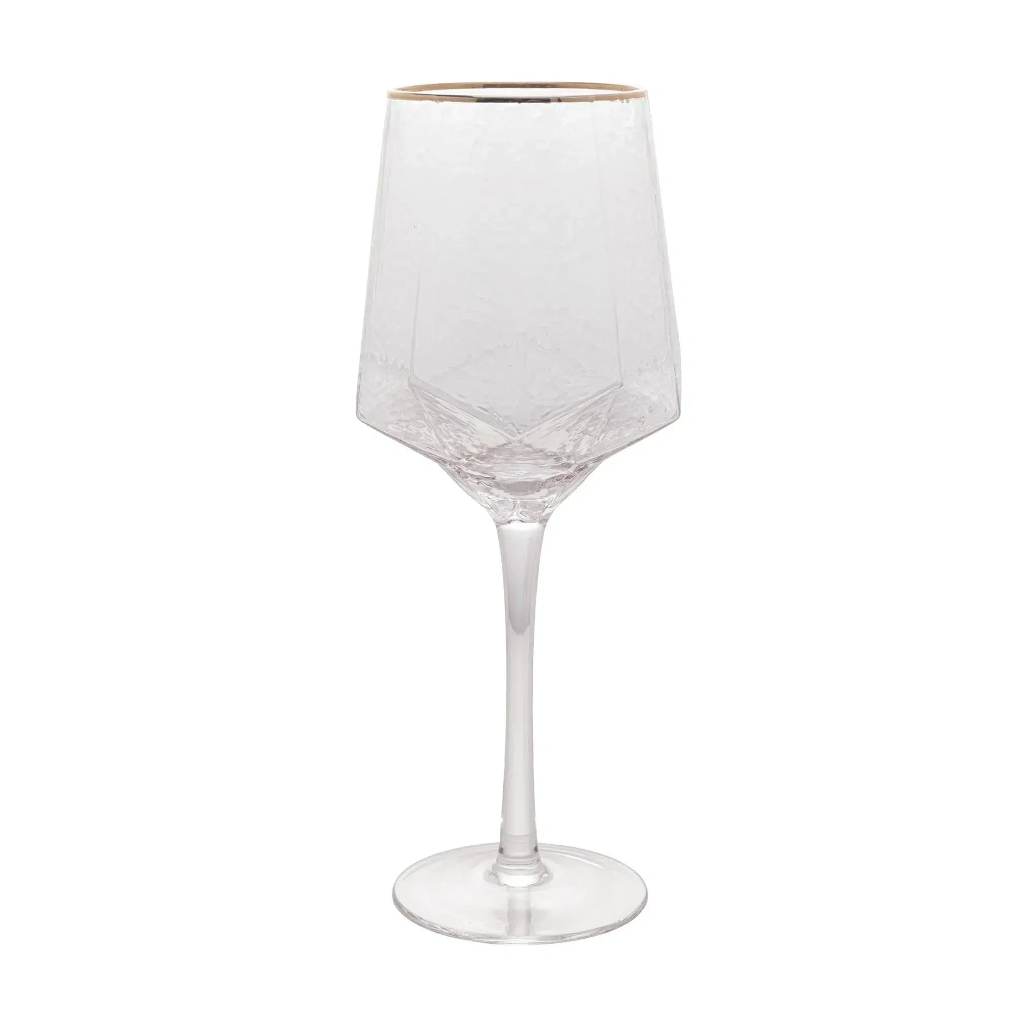 Jogo 2 Taças para Vinho Vidro Cristalino Borda Dourada Taj 600ml