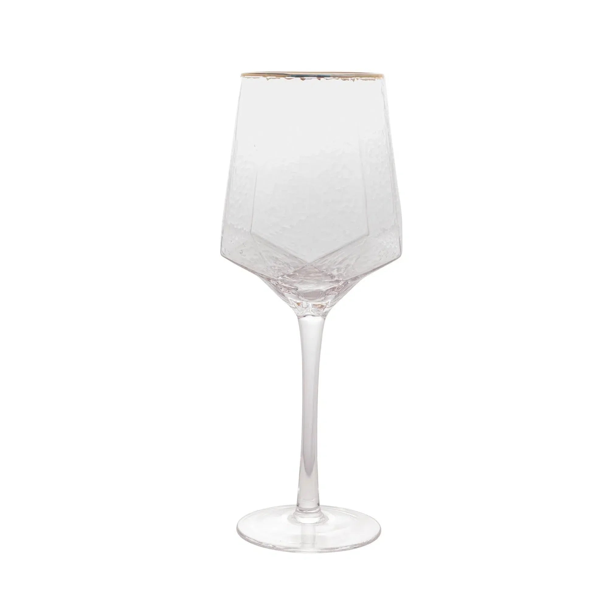 Jogo 2 Taças para Vinho Vidro Cristalino Borda Dourada Taj 600ml