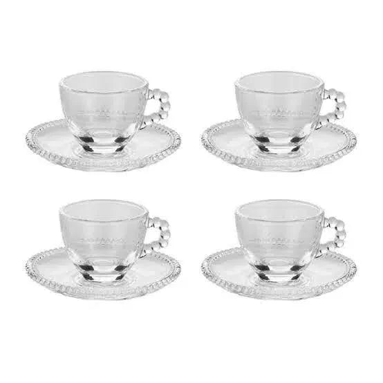 Jogo 4 Xícaras para Café com Pires Cristal Pérola 80ml Wolff