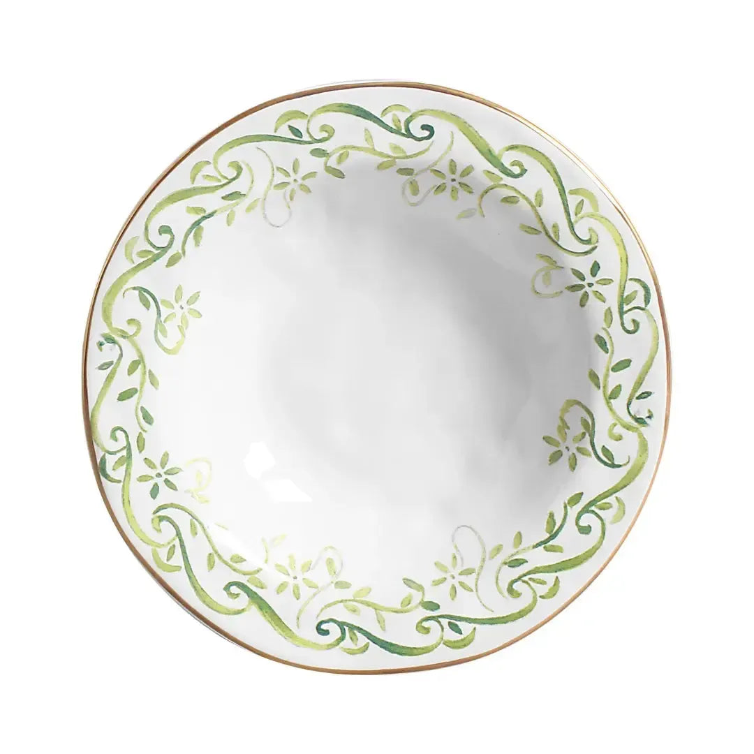 Jogo 6 Pratos Fundos Cerâmica Arabesco Verde 22cm Scalla