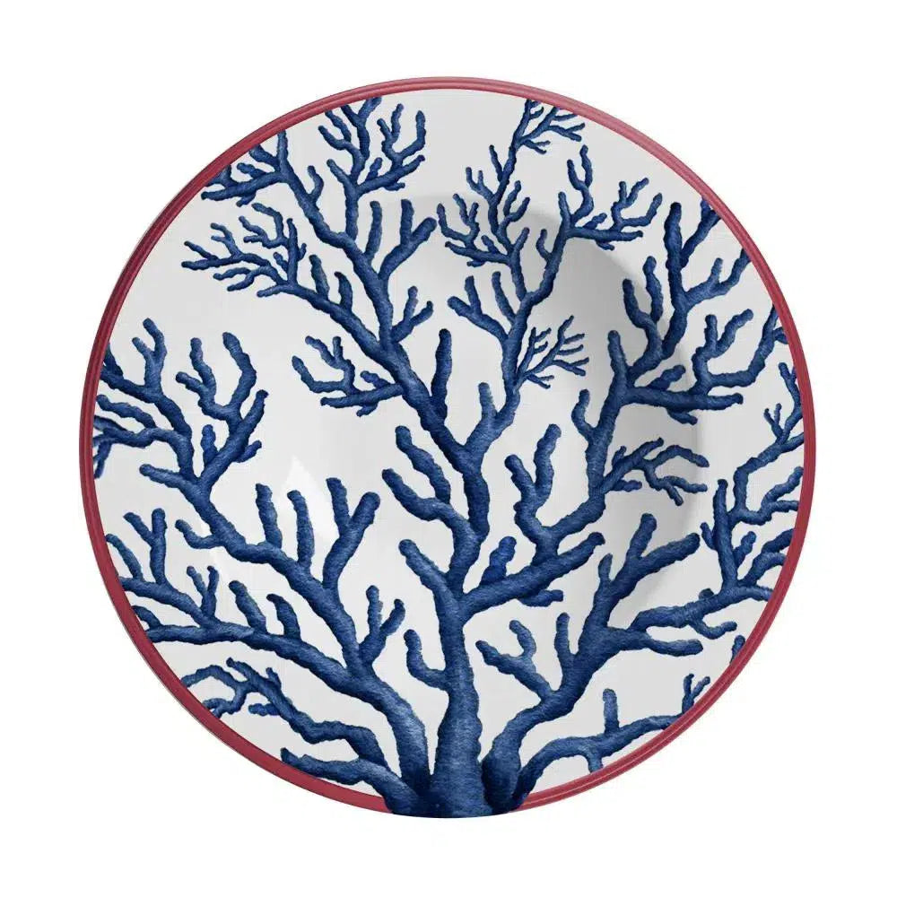 Jogo 6 Pratos Fundos Cerâmica Coral Gables Azul 24cm Alleanza