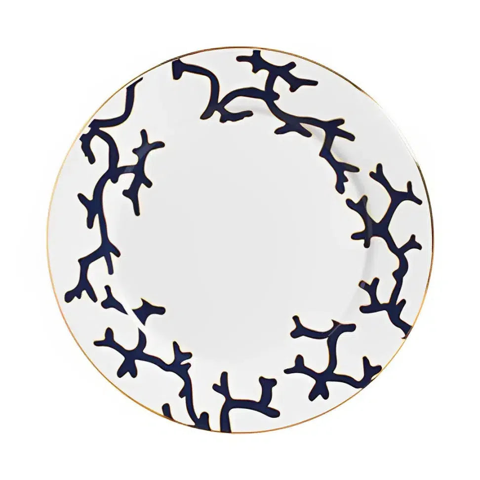 Jogo 6 Pratos Rasos Cerâmica Coral Blue (Branco com Azul e Azul com Amarelo) 27cm Scalla