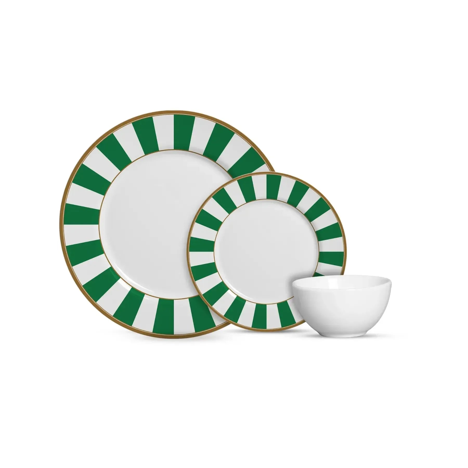 Jogo 6 Pratos Rasos Cerâmica Stripe Verde 29cm Alleanza