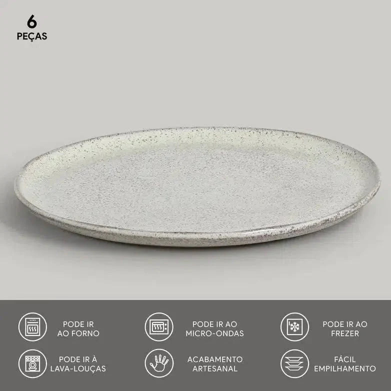 Jogo 6 Pratos Rasos Stoneware Bio Pistache 27,5cm Porto Brasil