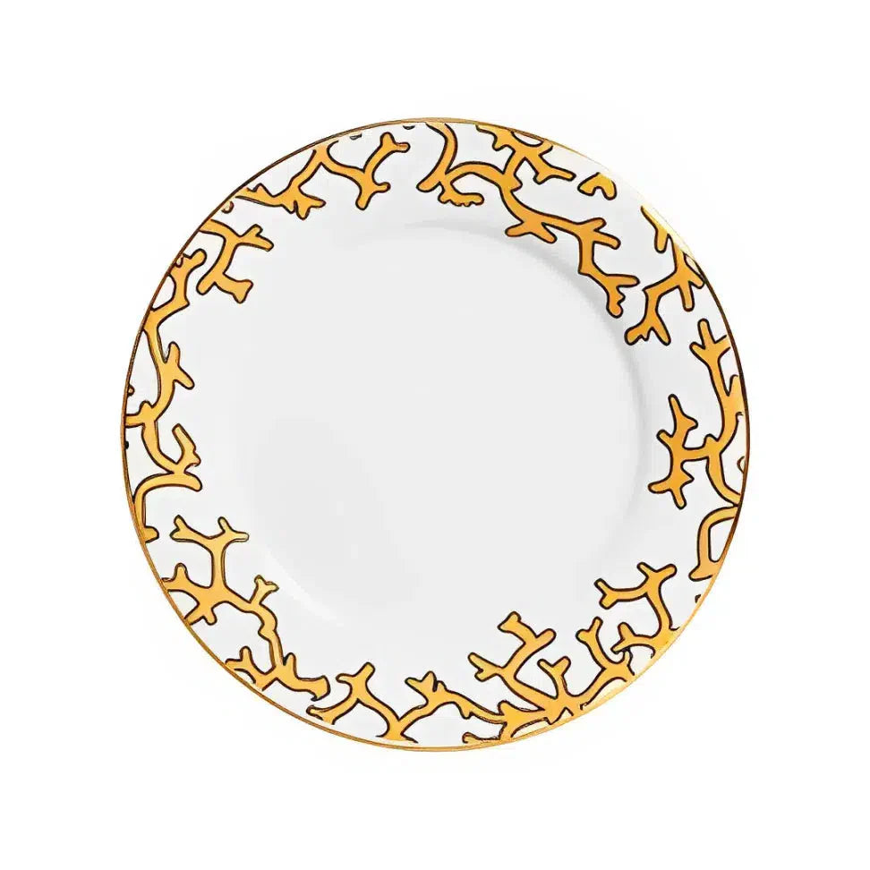 Jogo 6 Pratos de Sobremesa Cerâmica Coral Blue (Branco com Azul e Branco com Amarelo) 20,6cm Scalla