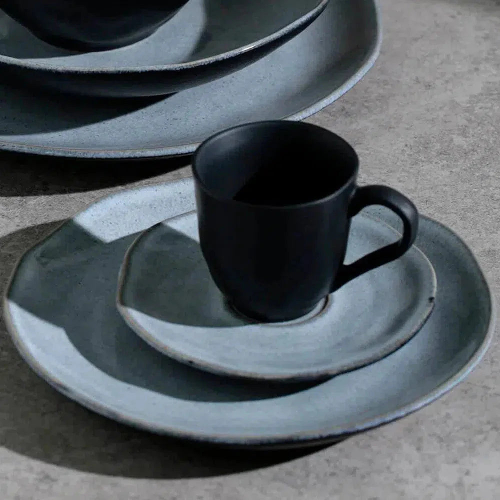 Jogo 6 Xícaras de Café com 6 Pires Stoneware Orgânico Concreto/Dust 120ml Porto Brasil
