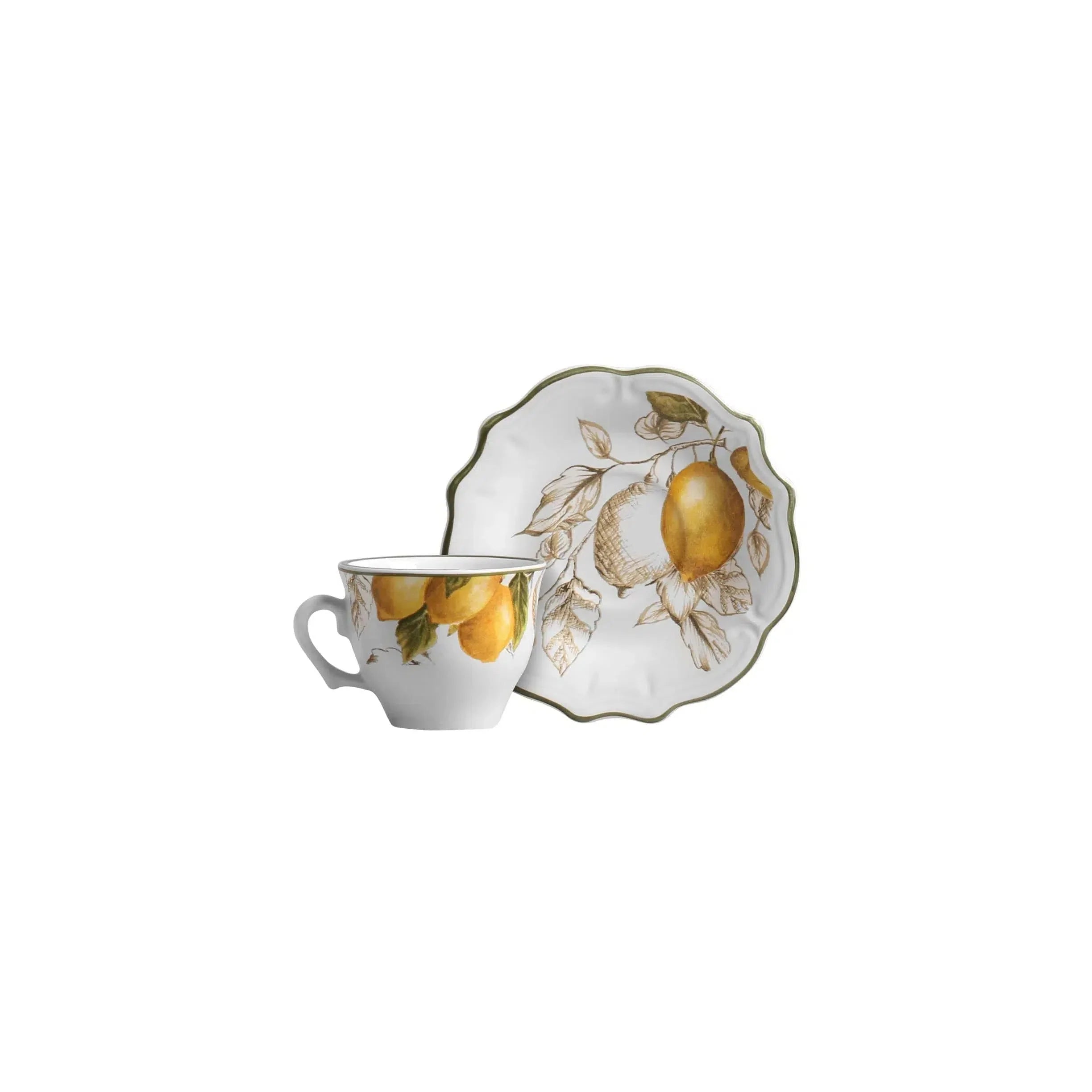 Jogo 6 Xícaras de Café com Pires Cerâmica Toscana 80ml Scalla