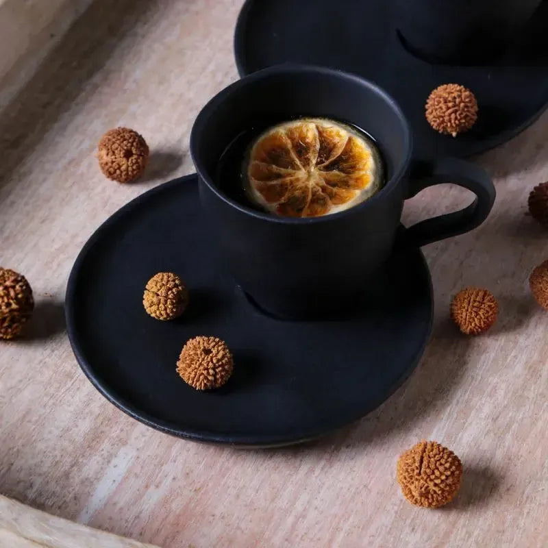 Jogo 6 Xícaras de Chá Stoneware Bio Preto Matte 170ml Porto Brasil