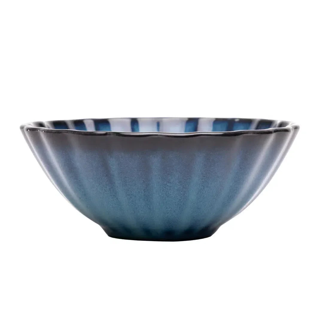 Kit com 6 Bowls Cerâmica Scallop Azul 15x6cm