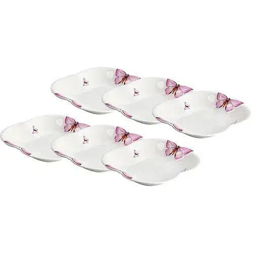 Kit com 6 Pratos Fundos Borboleta Wolff 19cm