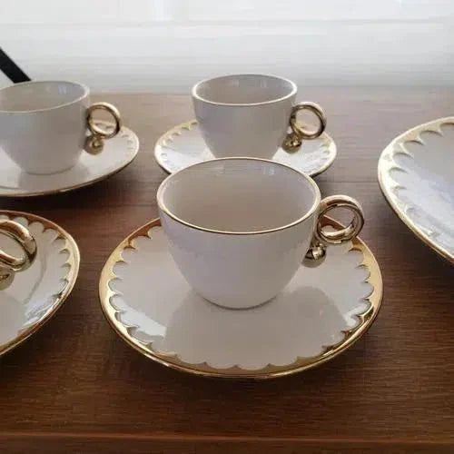 Kit com 6 Xícaras de Café Com  Pires Porcelana Egg 90ml