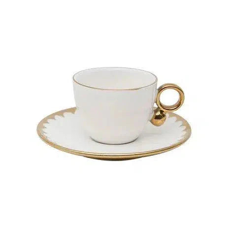 Kit com 6 Xícaras de Café Com  Pires Porcelana Egg 90ml