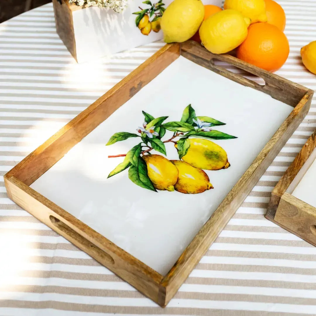 Bandeja Grande Retangular Madeira Toscana Bahali 40cm