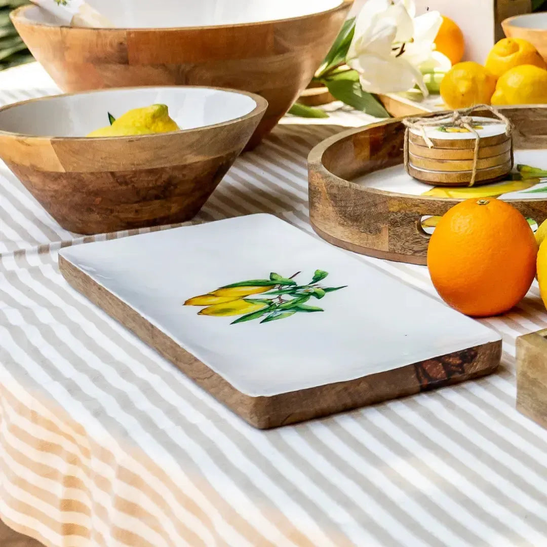 Bandeja Grande Retangular Madeira Toscana Bahali 41cm