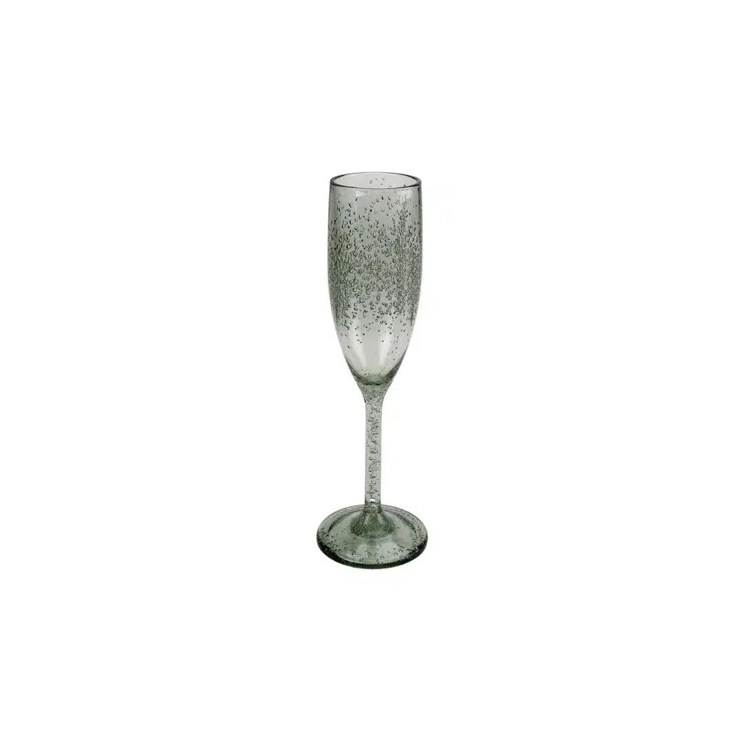 Taça Champanhe Acrílico Detalhes Bolhas Verde 296ml