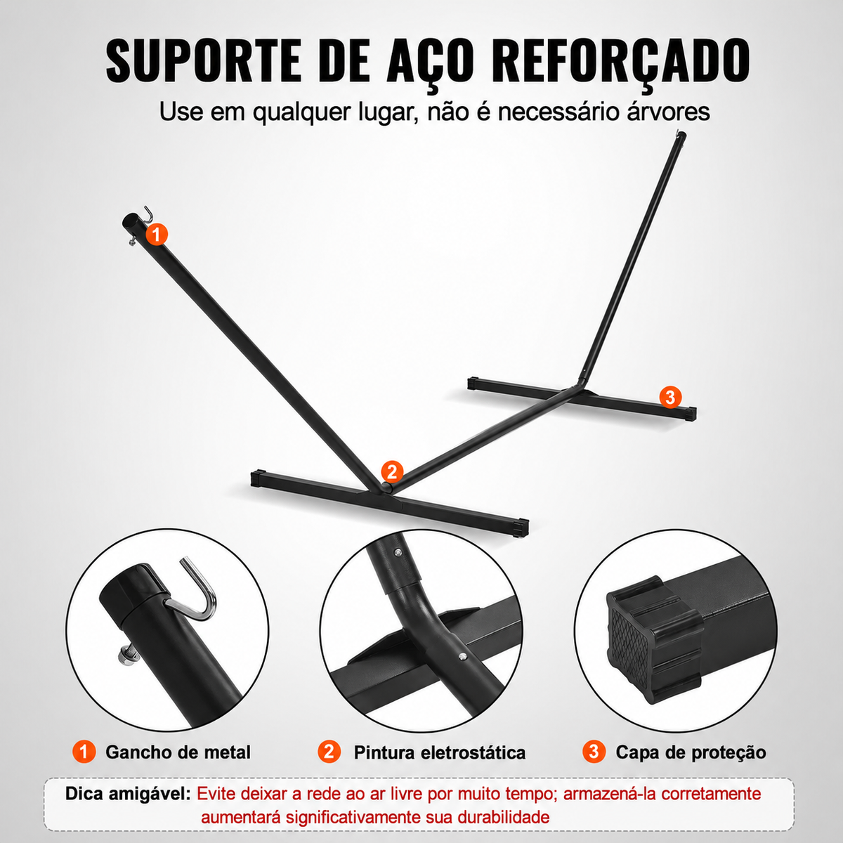Rede Acolchoada Dupla + Suporte Portátil (218kg)