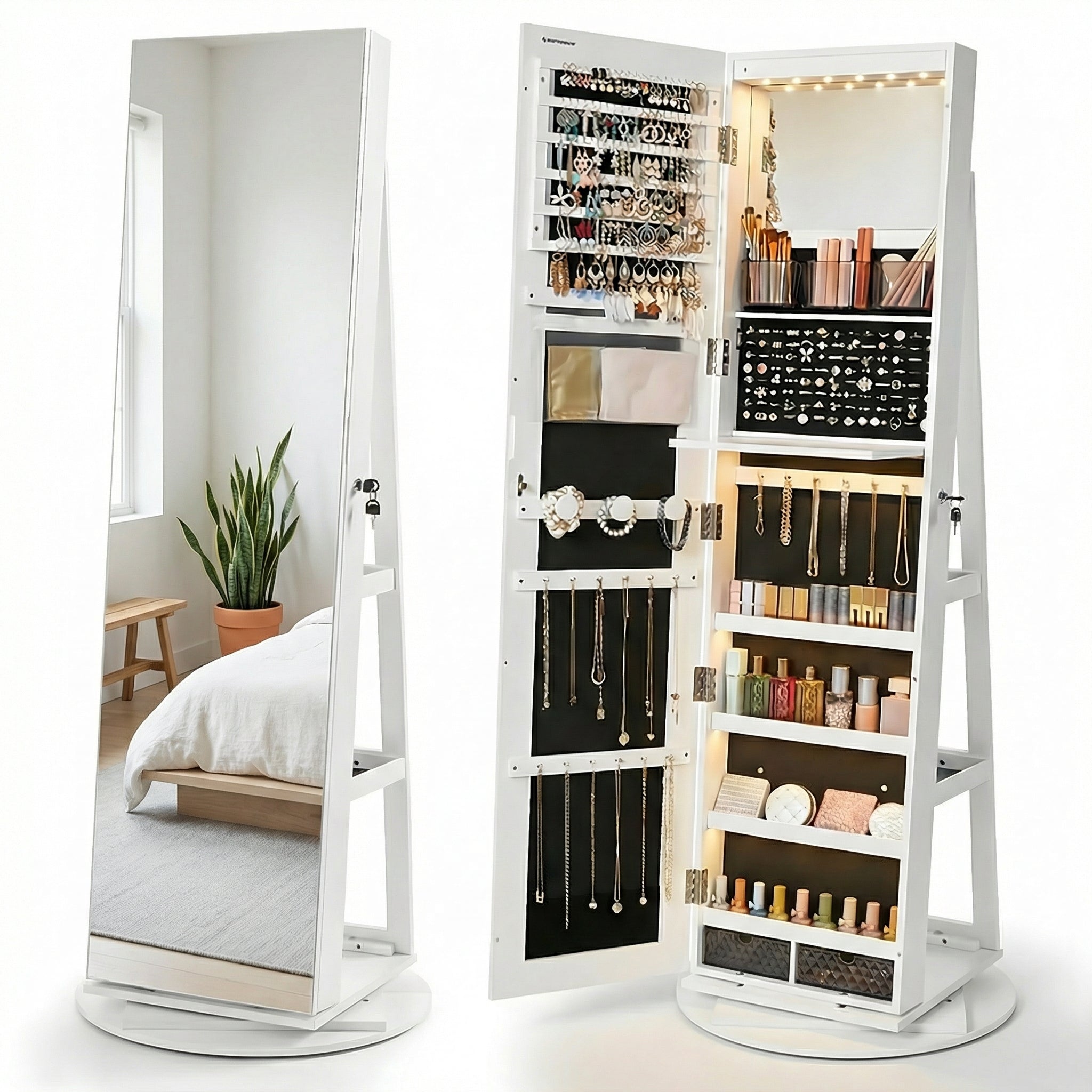 Camarim Porta-Joias 360° com LED