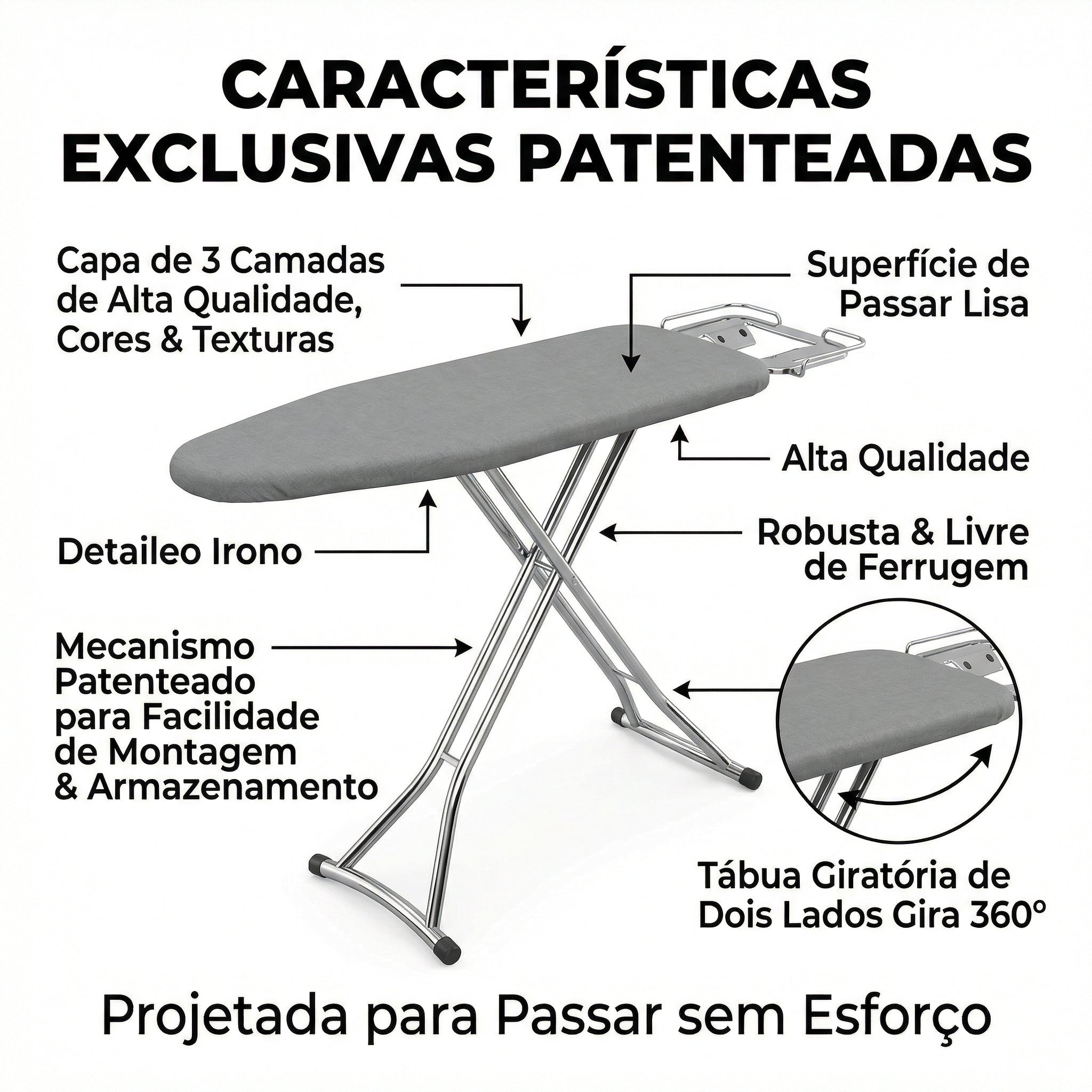 Tabua de Passar Roupas 360 graus