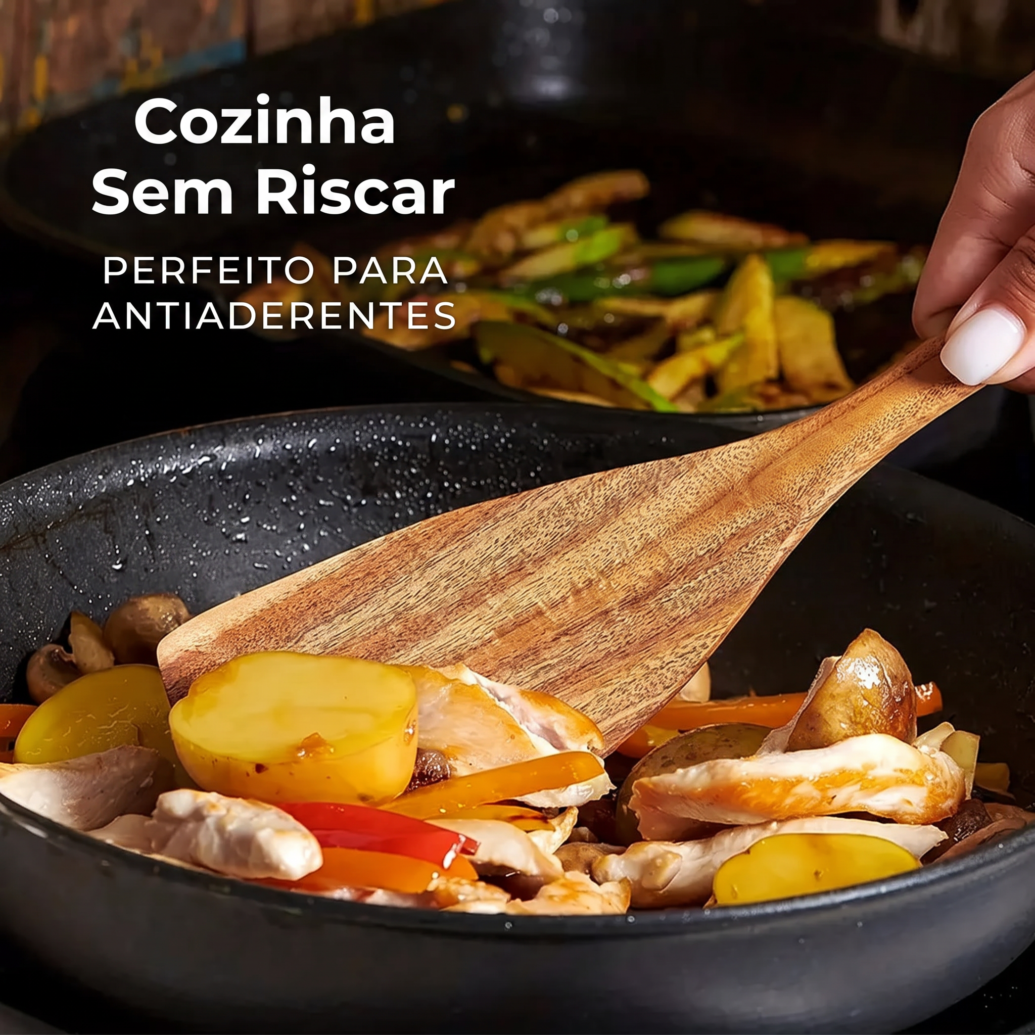 Kit 10 Utensílios de Cozinha - Madeira de Teca Maciça