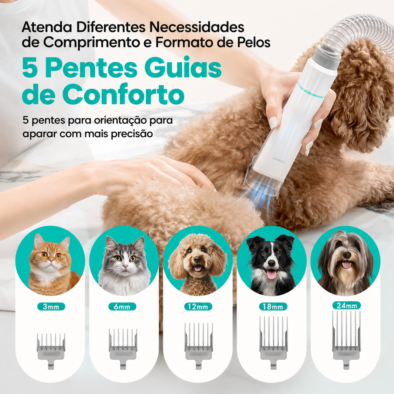 Kit Aspirador e Máquina de Tosa Pet Profissional - Bivolt